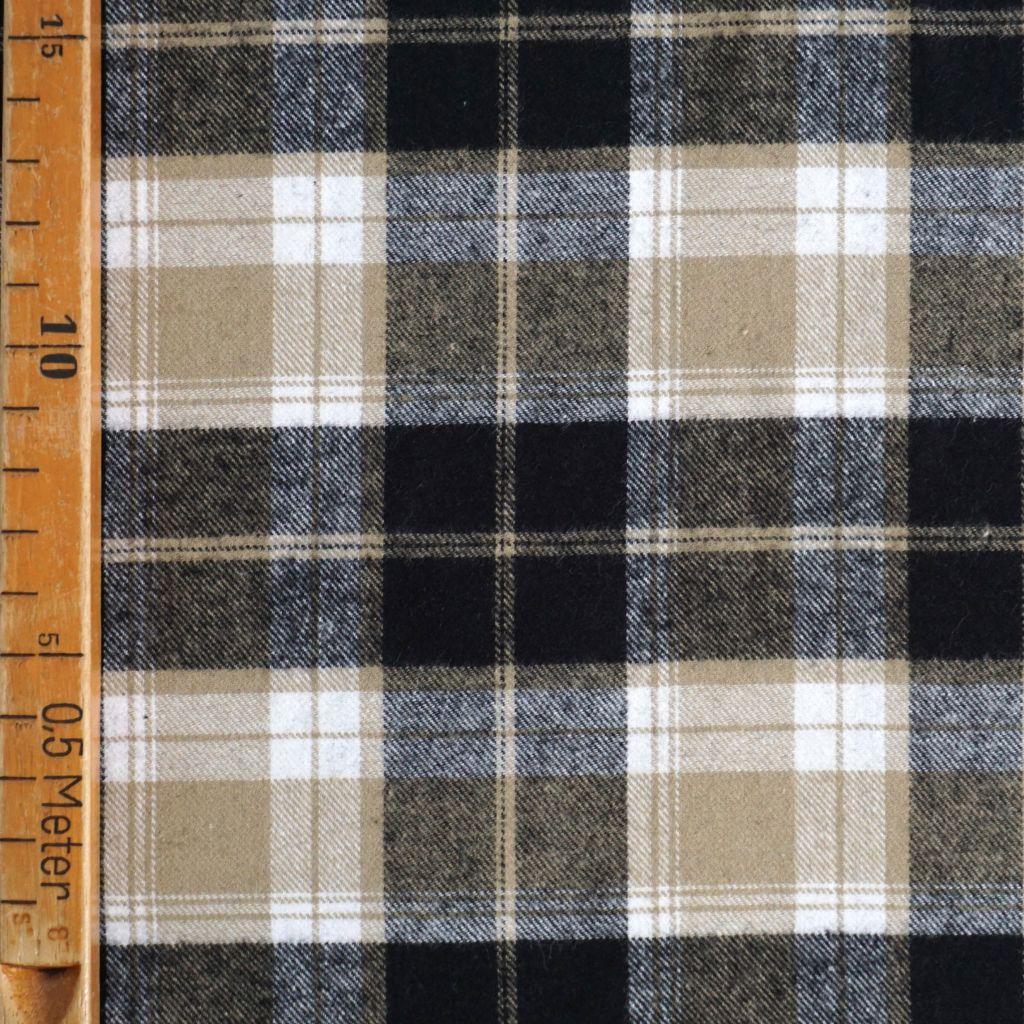 Flanell Baumwolle Karo schwarz beige weiß